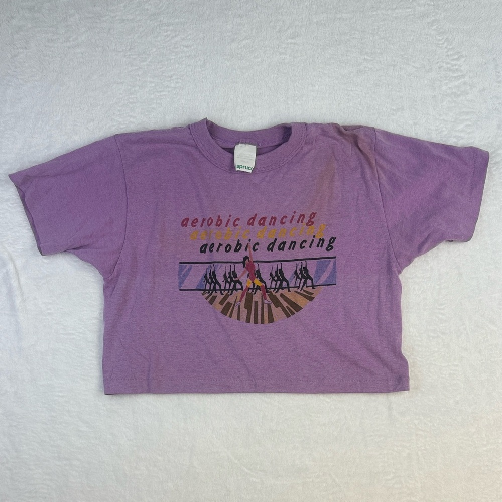 Vintage Purple Aerobic Dancing Crop Top